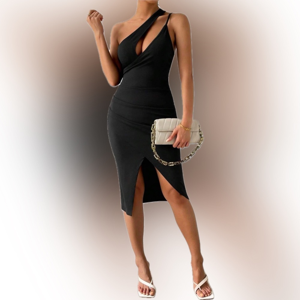 Asymmetrical Bodycon Dress, Sexy Sleeveless Cut Out